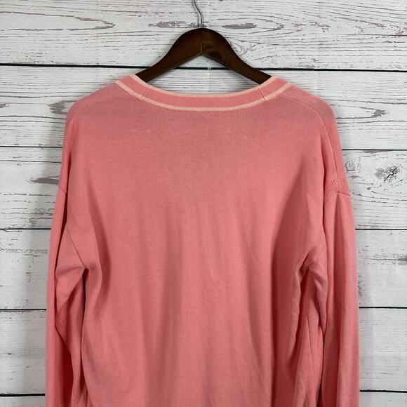 Talbots Sweater Womens Large Pink Button Cardigan Stretch Office Casual Vneck - Picture 4 of 15